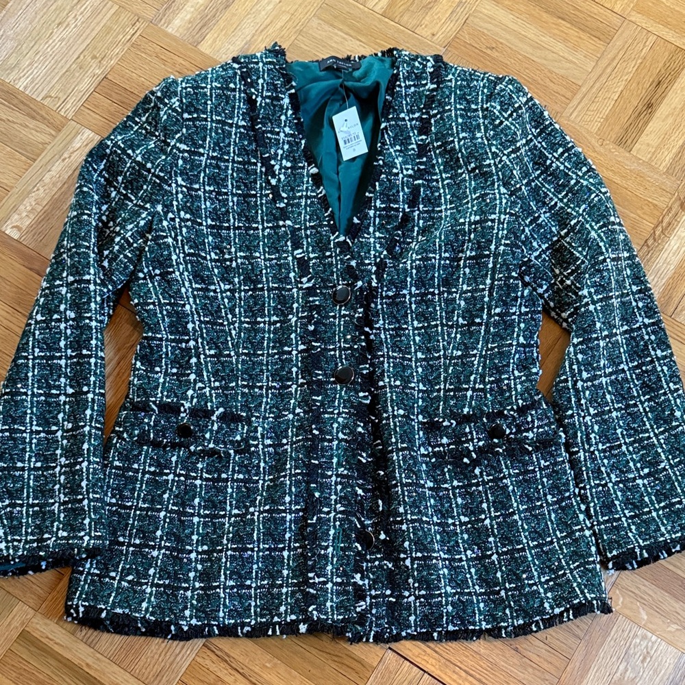 Ann Taylor Black and White Tweed Blazer